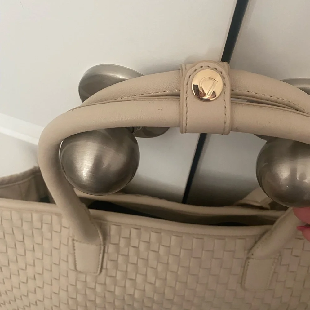 Lulu Dharma Beige Shoulder Bag Size About 16” x 16”, Barely Used..